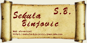 Sekula Binjović vizit kartica